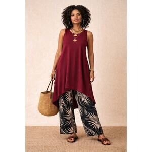 Alembika Plum Lagenlook Tunic Top Asymmetrical Artwear Minimalist Size 3
